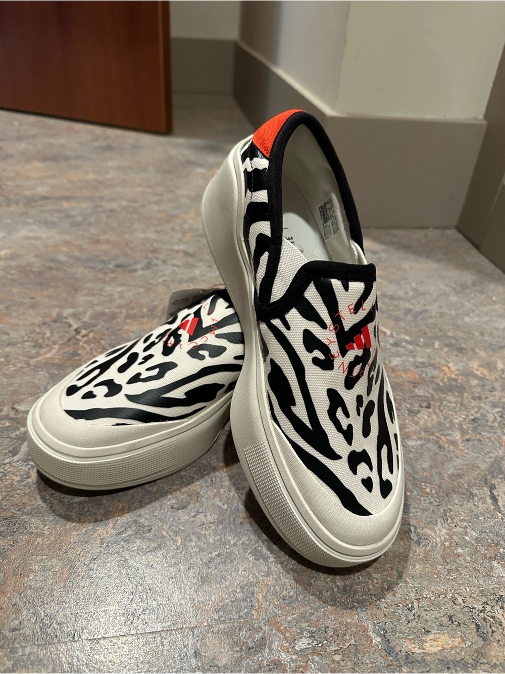 Adidas Stella McCartney Women's Slip-On Animal Print Canvas Sneakers